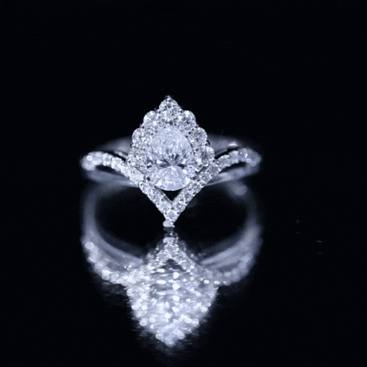Pear Cut 0.6 Carat Lab Grown Diamond Designer Engagement Ring