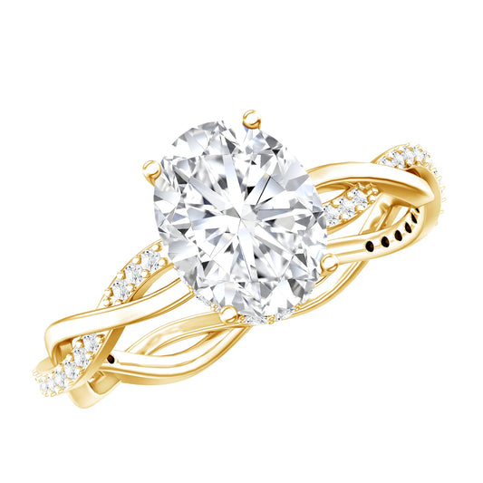 Lab Grown Diamond Oval Engagement Ring With Braided Shank