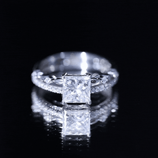 Brilliant Cut Lab Grown Diamond Solitaire Double Band Ring For Women