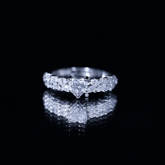 Brilliant Cut Lab Diamond Heart Shaped Promise Ring For Women