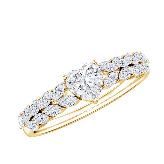 Brilliant Cut Lab Diamond Heart Shaped Promise Ring For Women