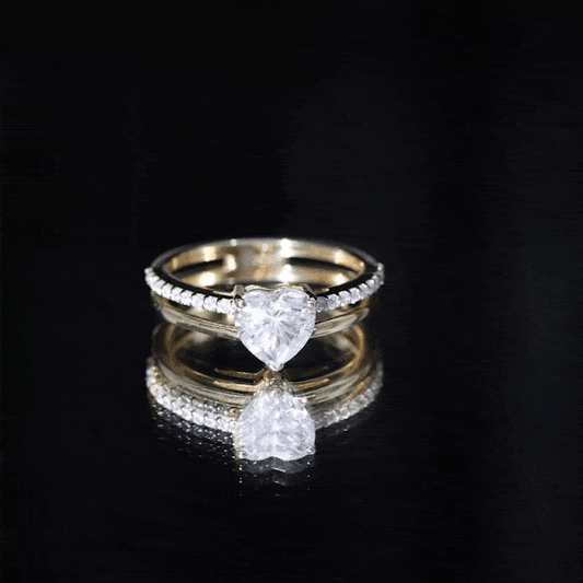 1.2 Carat Heart Shape Lab Grown Diamond Double Band Solitaire Ring