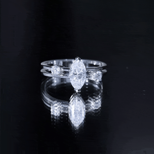 Marquise Cut Lab Grown Diamond Double Band Ring For Women