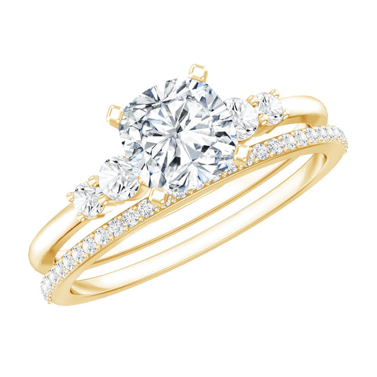 1.7 Carat Lab Grown Diamond Cushion Engagement Ring With Wedding Band