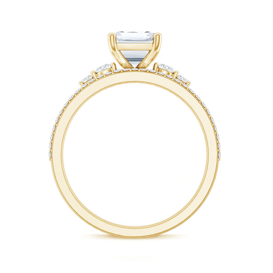 Certified Lab Grown Diamond 1.8 Carat Emerald Cut Engagement Ring With Band