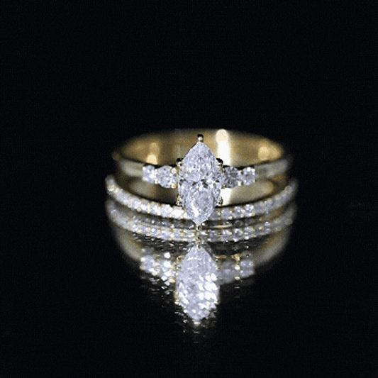 Lab Grown Diamond 1 Carat Marquise Engagement Ring With Wedding Band