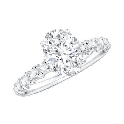 1 Carat Oval Cut Lab Grown Diamond Side Stone Engagement Ring IGI Certified