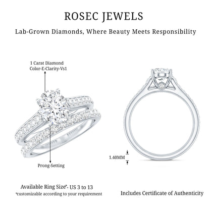Oval Shaped 1 Carat Lab Grown Diamond Bridal Ring Set with IGI Certificate