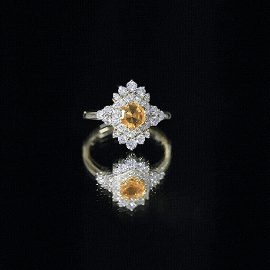 Sterling Silver Fire Opal Diamond Vintage Engagement Ring