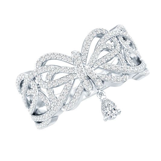 Women's Moissanite Designer Engagement Ring In 14K Gold Plated Silver