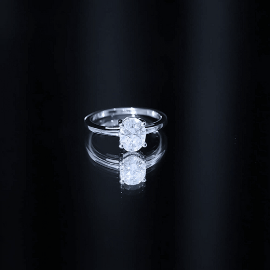 Certified 6X8mm Solitaire Moissanite Oval Engagement Ring