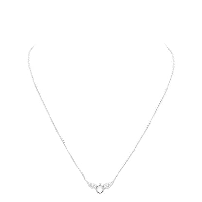 White Gold Dipped Cubic Zirconia Wings Pendant Necklace