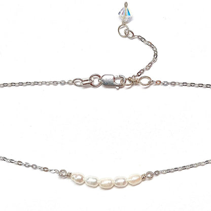 Rice Pearls Necklace with Swarovski Clasp