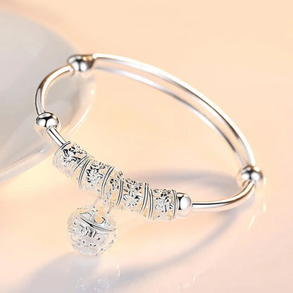 Wholesale Fine 925 Sterling Silver Bangles Bracelet Charms Heart Open for Women Lady Jewelry Adjustment Cuff Wedding Gift