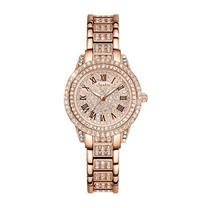 Women's Rose Gold Crystal Bracelet Watch Quartz Luxury