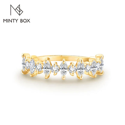 MINTYBOX 4*2mm D Color 925 Sterling Silver Moissanite Ring for Women Passed Diamond Tester 18k Plated Engegament Wedding Rings
