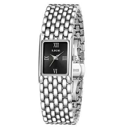 Women's Gold Rectangular Watch Stainless Steel Bracelet