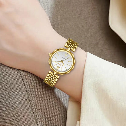 Women's Gold Alloy Bracelet Watch 28mm Roman Dial Quartz