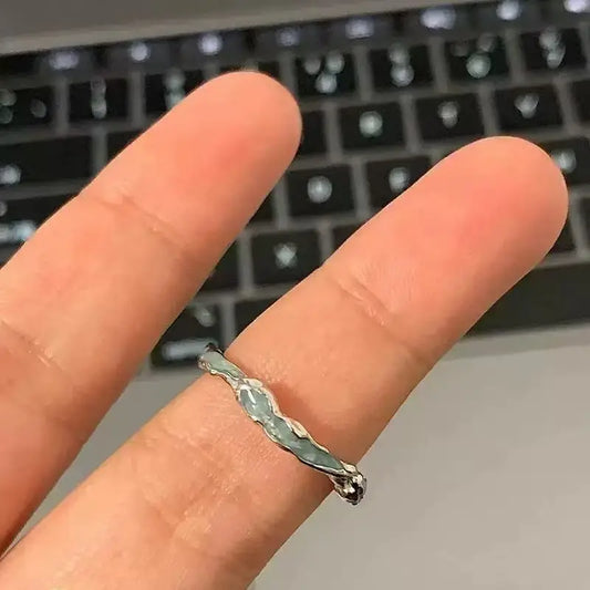 925 Sterling Silver Jewelry Irregular Drop Glue Adjustable Rings Argent 925