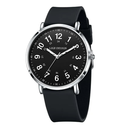 Women's Pink Silicone Watch Large Dial Rose Gold Minimal