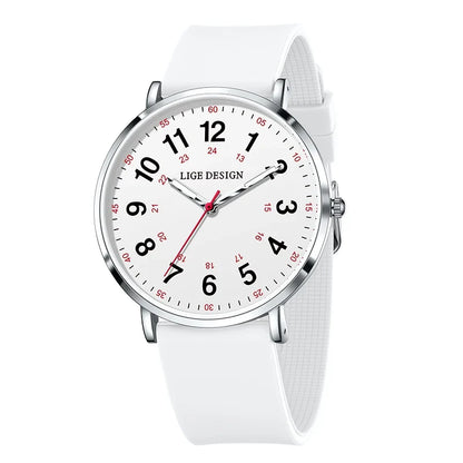 Women's Pink Silicone Watch Large Dial Rose Gold Minimal
