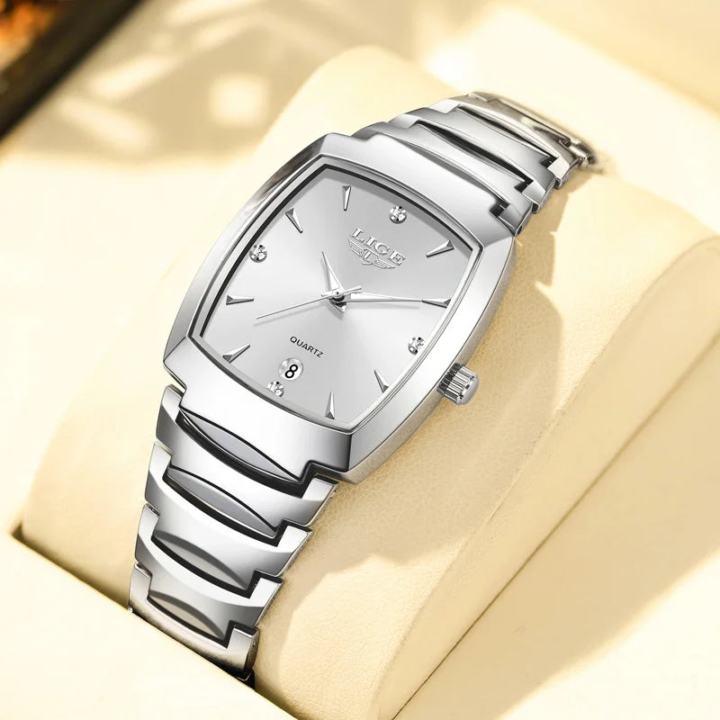 Women's Stainless Steel Rectangular Quartz Dress Watch