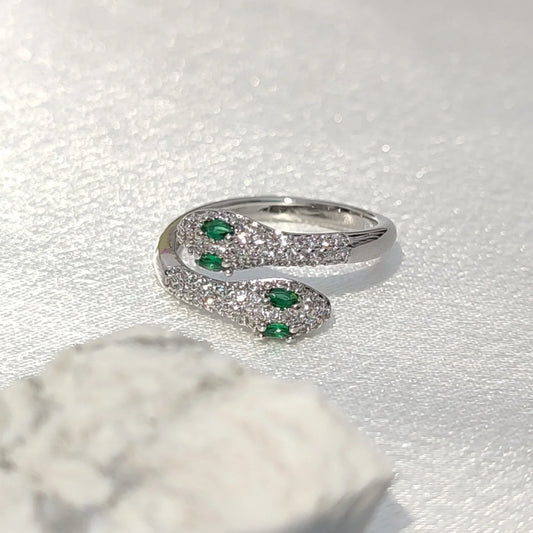 925 Sterling Silver Snake Zircon Rings Wedding Luxury Jewelry