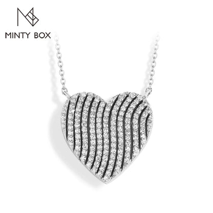 MINTYBOX 18K White Gold Plated Heart Shaped Diamond Pendant S925 Silver Moissanite Adjustable Necklace Jewelry Gift for Her