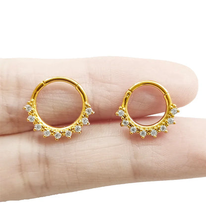 316L Surgical Steel Segment Nose Ring Zircon Septum Clicker Ear Cartilage Helix Daith Hoop Body  Piercing Jewelry