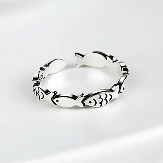 925 Sterling Silver Fish Adjustable Rings For Women Engagement Jewelry Wholesale  and  Jewellery