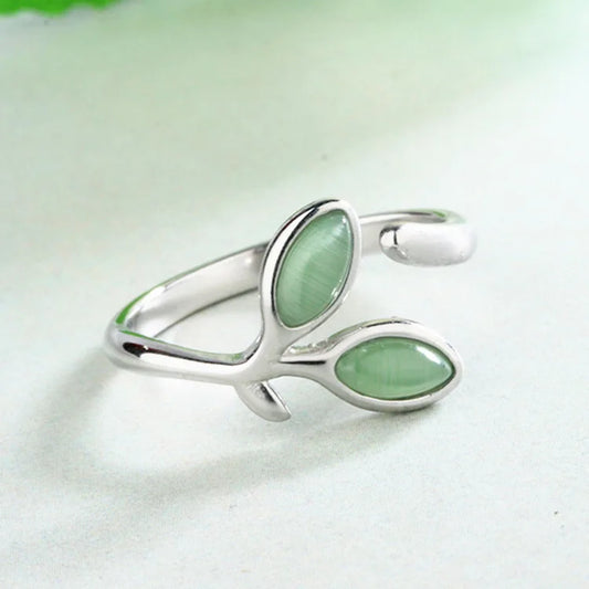 925 Sterling Silver Foliage Adjustable Rings Girls Wedding Jewelry