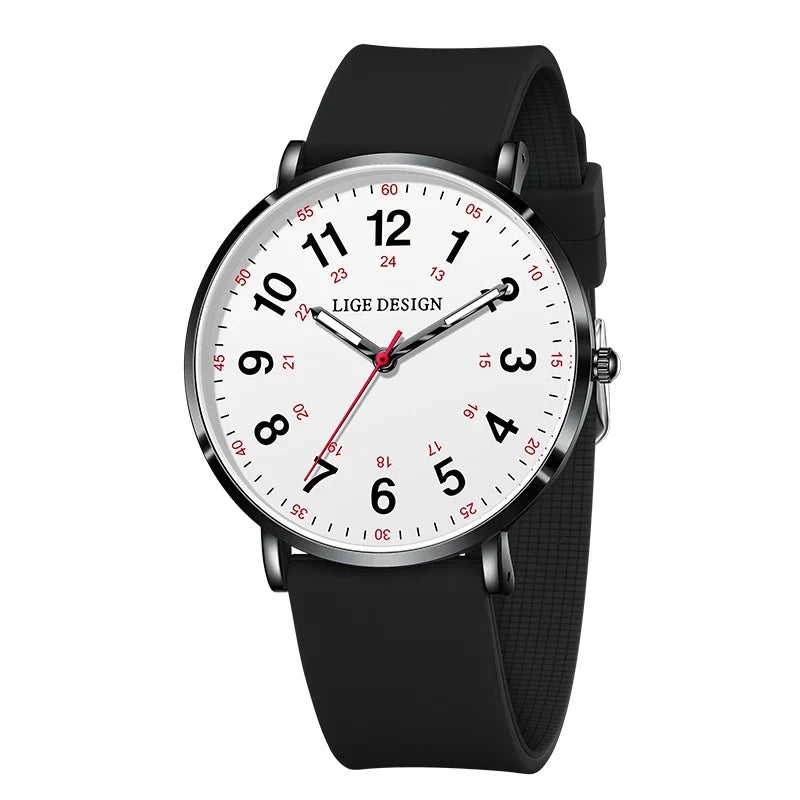 Women's Pink Silicone Watch Large Dial Rose Gold Minimal