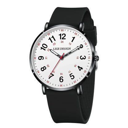 Women's Pink Silicone Watch Large Dial Rose Gold Minimal