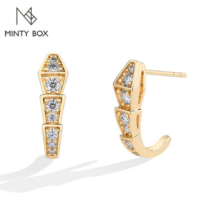 MINTYBOX Snake Moissanite Stud Earrings for Women S925 Sterling Silver Diamond Earring Luxury Engagement Wedding Fine Jewelry