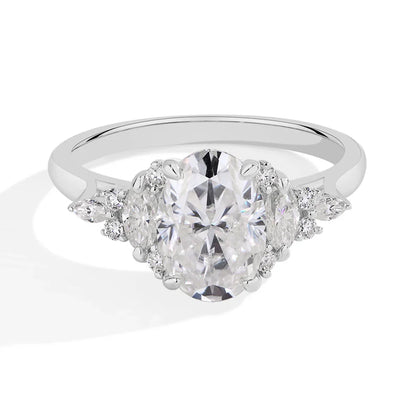 MINTYBOX 3.0ct Lab Grown Diamond Engagement Ring S925 Sterling Silver Oval Moissanite Rings For Women 18K Gold Plated Jewelry