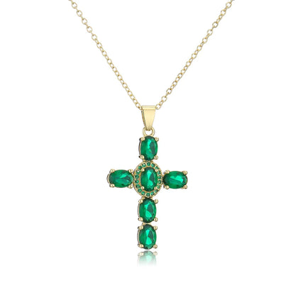 NEWBUY Classic Design Cross Pendant Necklace For Women 2026 Hot Sale Luxury AAA Cubic Zirconia Crystal Christian Jewelry Gift