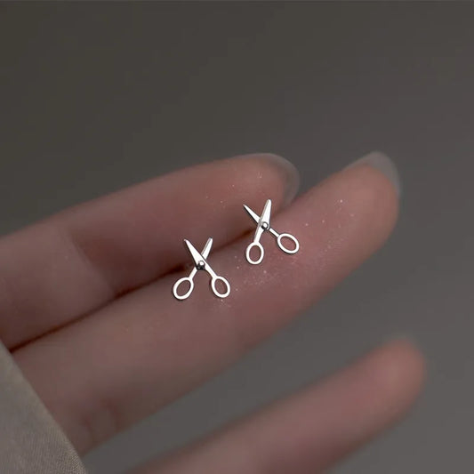Creative Mini Scissors Stud Earrings For Women Girl