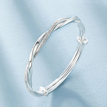 Wholesale Fine 925 Sterling Silver Bangles Bracelet Charms Heart Open for Women Lady Jewelry Adjustment Cuff Wedding Gift