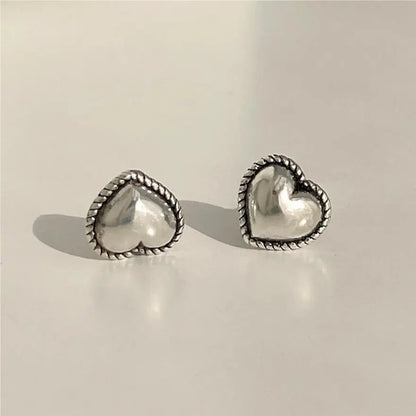 925 Sterling Silver Heart Small Stud Earrings For Women Wedding Luxury Jewelry Accessories Wholesale 2024 Trend Jewellery