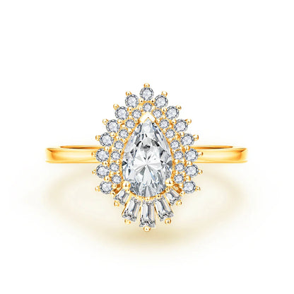MINTYBOX Pear Shape S925 Silver D VVS1 Moissanite Diamond Rings For Women 18K GOLD Plated Engagement Fine Jewelry Certificated