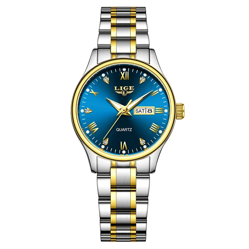 Women's Black Stainless Steel Diamond Dial Quartz Watch