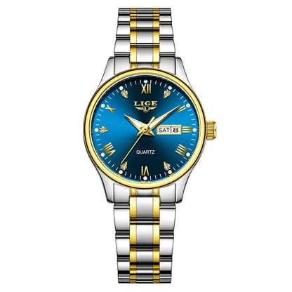 Women's Black Stainless Steel Diamond Dial Quartz Watch
