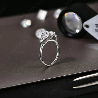 MINTYBOX 3.0ct Lab Grown Diamond Engagement Ring S925 Sterling Silver Oval Moissanite Rings For Women 18K Gold Plated Jewelry