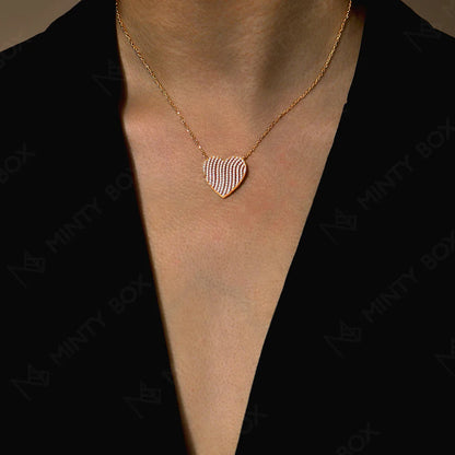 MINTYBOX 18K White Gold Plated Heart Shaped Diamond Pendant S925 Silver Moissanite Adjustable Necklace Jewelry Gift for Her
