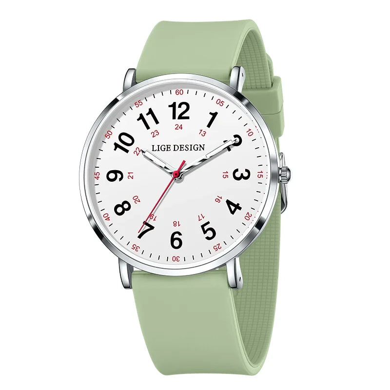 Women's Pink Silicone Watch Large Dial Rose Gold Minimal
