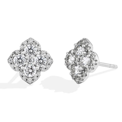 MINTYBOX S925 Silver D/VVS1 Moissanite Stud Earrings for Women Clover Lab Diamond Earring 1.054ctw Luxury Wedding Fine Jewelry