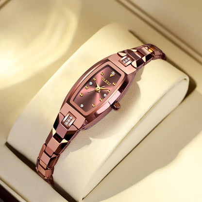 Women's Gold Stainless Steel Diamond Dial Dress Watch