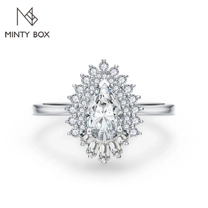 MINTYBOX Pear Shape S925 Silver D VVS1 Moissanite Diamond Rings For Women 18K GOLD Plated Engagement Fine Jewelry Certificated