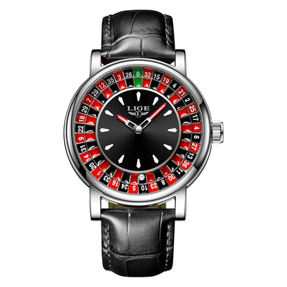 Women's Roulette Dial Brown Leather Watch Waterproof