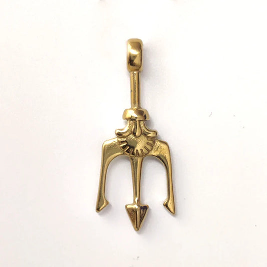 Fashion 18K Gold Plated Greek Mythology Poseidon Trident Pendant Stainless Steel Vintage Roman God Neptune Men's Charm Pendant